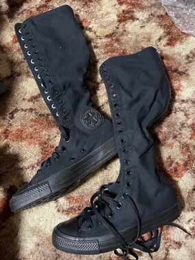 Converse Black Canvas Tall Lace-Up High-Top Boots